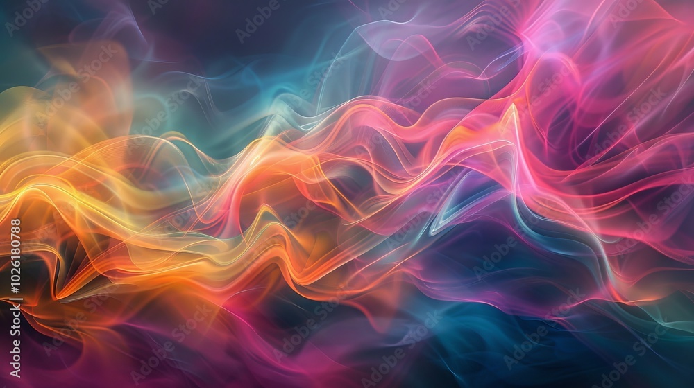 Wall mural colorful abstract swirls of light and motion create captivating patterns in darkness