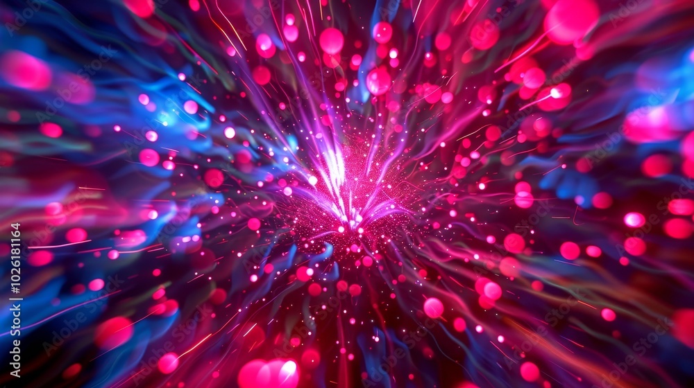 Wall mural vibrant explosion of colors creating an abstract representation of energy in a digital space