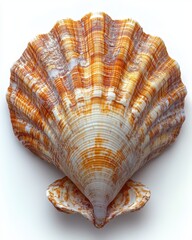 Obraz premium A single seashell symbolizing exploration by sea isolated on white background. 
