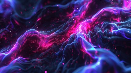 Fototapeta premium Vibrant abstract cosmic landscape showcasing swirling colors and dynamic energy patterns in a dark universe