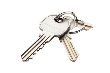silver pair of keys isolated on a transparent background