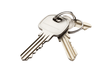 silver pair of keys isolated on a transparent background