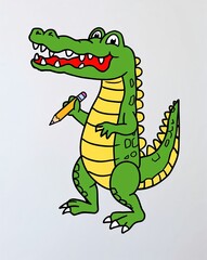 Obraz premium hand drawing Alligator clipart on plain white background