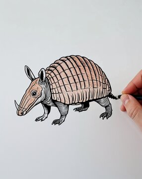 recommend clip art: hand drawing Armadillo clipart on plain white background