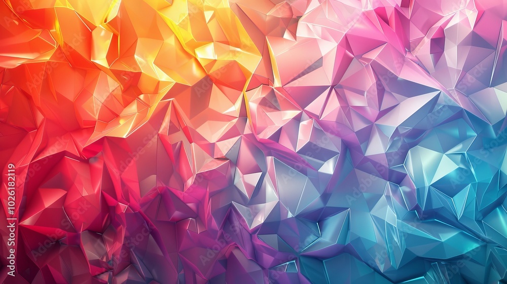 Wall mural vibrant abstract background featuring crumpled paper textures with a gradient from warm hues to cool
