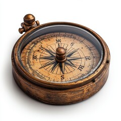 A vintage ship's compass isolated on white background. 