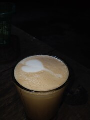 drink latte coffee in the shape of a heart