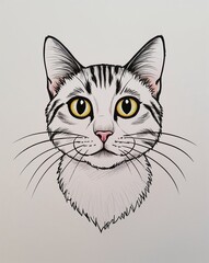 hand drawing cat clipart on plain white background