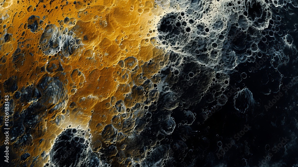 Wall mural unique abstract texture featuring dark and golden hues resembling fluid patterns on a surface