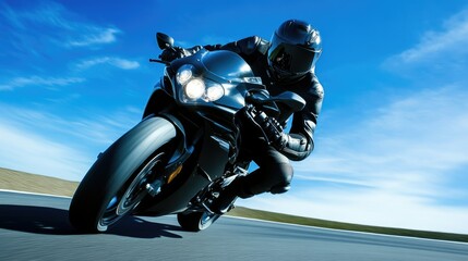 Dynamic Biker Mastering Curves on a Track