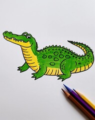 Fototapeta premium hand drawing Crocodile clipart on plain white background