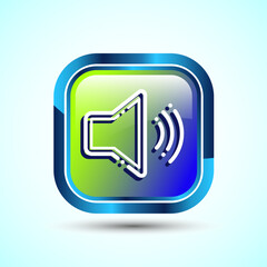 Volume Icon Design Illustration, Sound Icon For Apps and Websites, Glossy Square Button Design