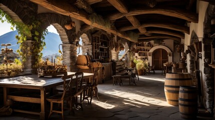 Fototapeta premium Unveiling the Scenic Delights of a Winery in Vinschgau – Captured in Mesmerizing Aspect Ratio