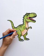 Fototapeta premium hand drawing dinosaur clipart on plain white background