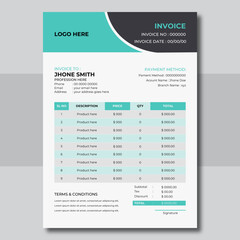 Invoice bill design template. Bill form business invoice and Office bill Design