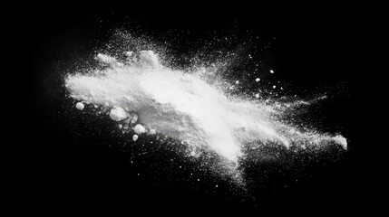 Abstract White Powder Splash on Black Background