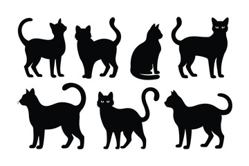 This Cat Silhouette Vector Set features sleek, minimal designs of cats in various poses. Perfect for pet-themed projects, logos, or artwork requiring a stylish, feline touch.
