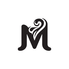 stylish and curved letter M