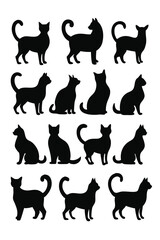 This Cat Silhouette Vector Set features sleek, minimal designs of cats in various poses. Perfect for pet-themed projects, logos, or artwork requiring a stylish, feline touch.
