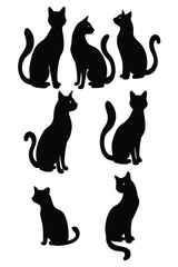 This Cat Silhouette Vector Set features sleek, minimal designs of cats in various poses. Perfect for pet-themed projects, logos, or artwork requiring a stylish, feline touch.