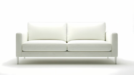 Fototapeta premium An isolated leather sofa with cushions on a white background, suitable for comfortable seating in a modern home