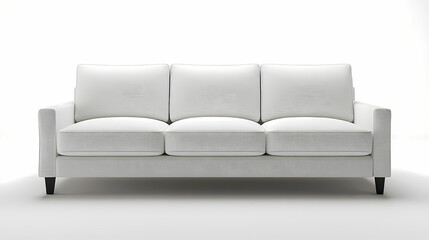 Fototapeta premium An isolated leather sofa with cushions on a white background, suitable for comfortable seating in a modern home
