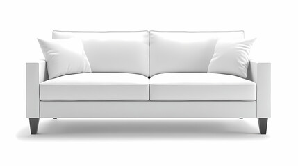 Obraz premium An isolated leather sofa with cushions on a white background, suitable for comfortable seating in a modern home