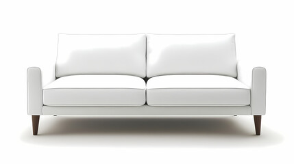 Fototapeta premium An isolated leather sofa with cushions on a white background, suitable for comfortable seating in a modern home