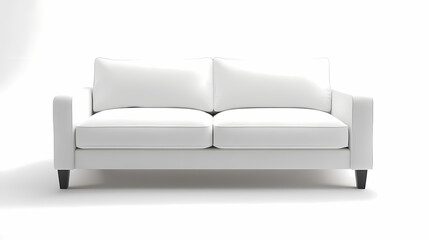 An isolated leather sofa with cushions on a white background, suitable for comfortable seating in a modern home