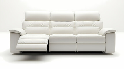 An isolated leather sofa with cushions on a white background, suitable for comfortable seating in a modern home