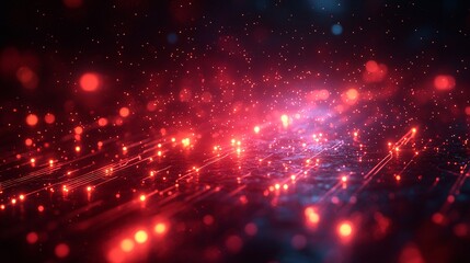 Faint Digital Background with Glowing Particles