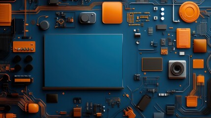 Fototapeta premium From analog to digital: a seamless transition of old tech gadgets becoming futuristic devices