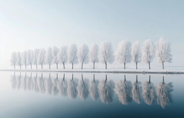 Fototapeta premium Frosty Trees Reflection.