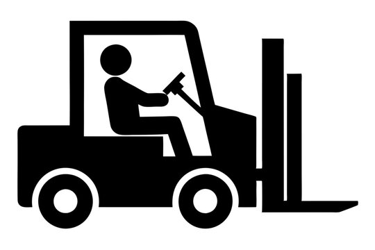 recommend clip art: Industrial forklift lifting | vector silhouette illustration on white background