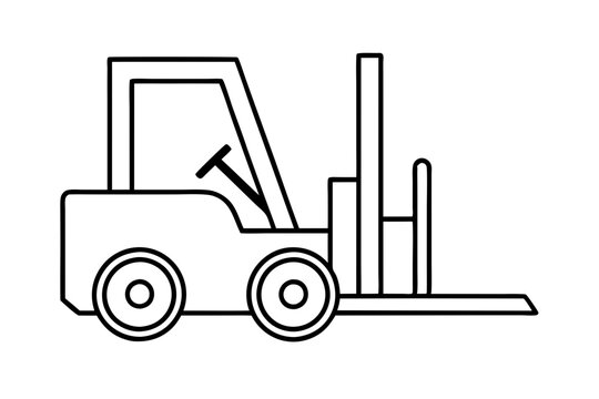 recommend clip art: Industrial forklift lifting | vector silhouette illustration on white background