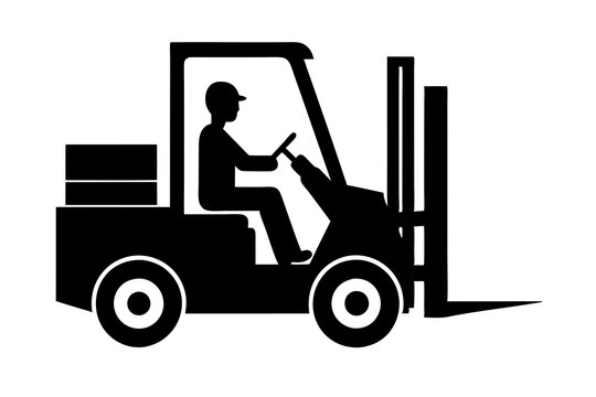 black forklift operator driving clip art preview