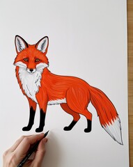 Obraz premium hand drawing Fox clipart on plain white background