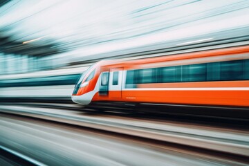 Colorful Commuting: Electric Train Speeding Through Minimalism