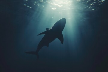 Fototapeta premium In the Abyss: The Great Shark's Hidden Majesty