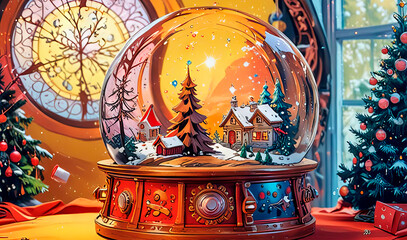 Fototapeta premium Festive beautiful Christmas and New Year composition, magic New Year's ball