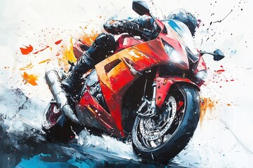 Colorful Velocity: An Abstract Motorcycle Painting