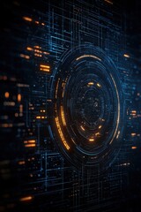 Obraz premium Abstract digital background featuring glowing lines and circular patterns. Ideal for technology and futuristic themes.