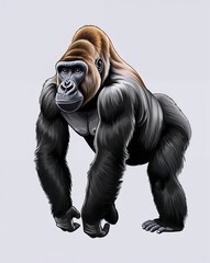 hand drawing Gorilla clipart on plain white background