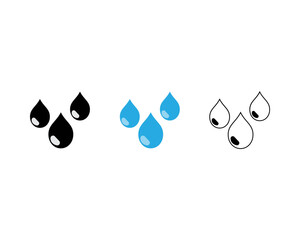 water drop icon. blue water drops vector icons set isolated on white background.