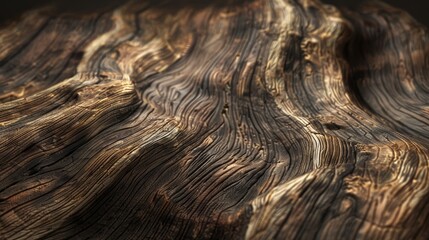 Fototapeta premium Detailed close-up of beautifully textured wood grain showcasing natural patterns and colors illuminated by soft light