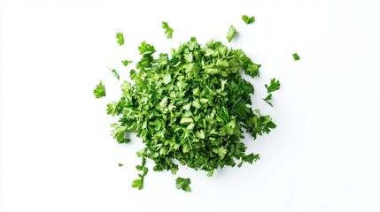 Obraz premium Freshly Chopped Green Herbs for Culinary Use