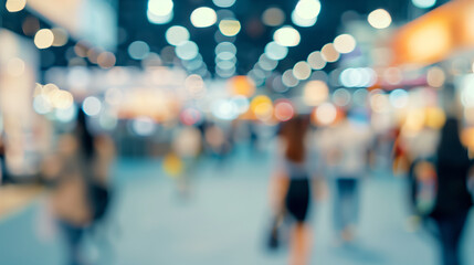 defocused blur people in exhibition hall event trade business center show expo background