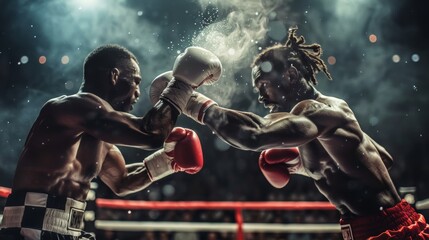 Intense Boxing Match in Action Between Rounds