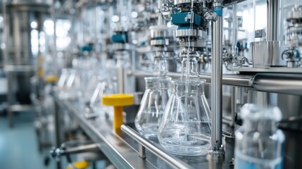 Naklejka premium Advanced bioprocessing techniques in biotechnology enabling efficient production of biofuels and biopharmaceuticals.