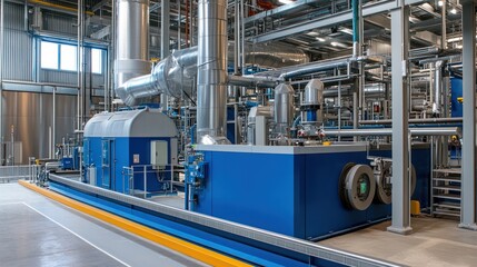 An advanced pollution control system in a factory, minimizing emissions and protecting the environment.